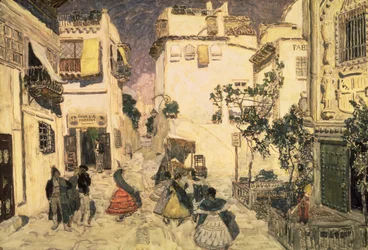 Een straat in Sevilla, schets voor het toneeldecor van Bizets opera „Carmen“, 1906
